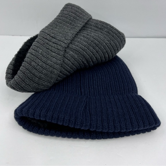 BEN SHERMAN, 2 PACK BEANIE SET, THERMAL PLUSH LINING UNISEX, ONE SIZE,GREY, NAVY - Picture 8 of 15